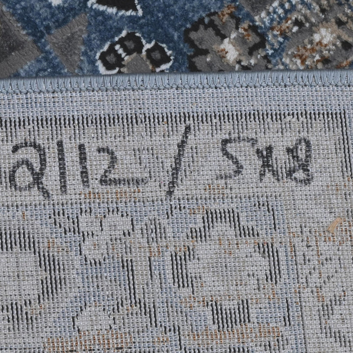 Blue Grey Turkish Rug 5X8 ft