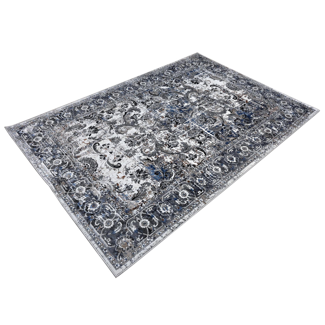 Blue Grey Turkish Rug 5X8 ft