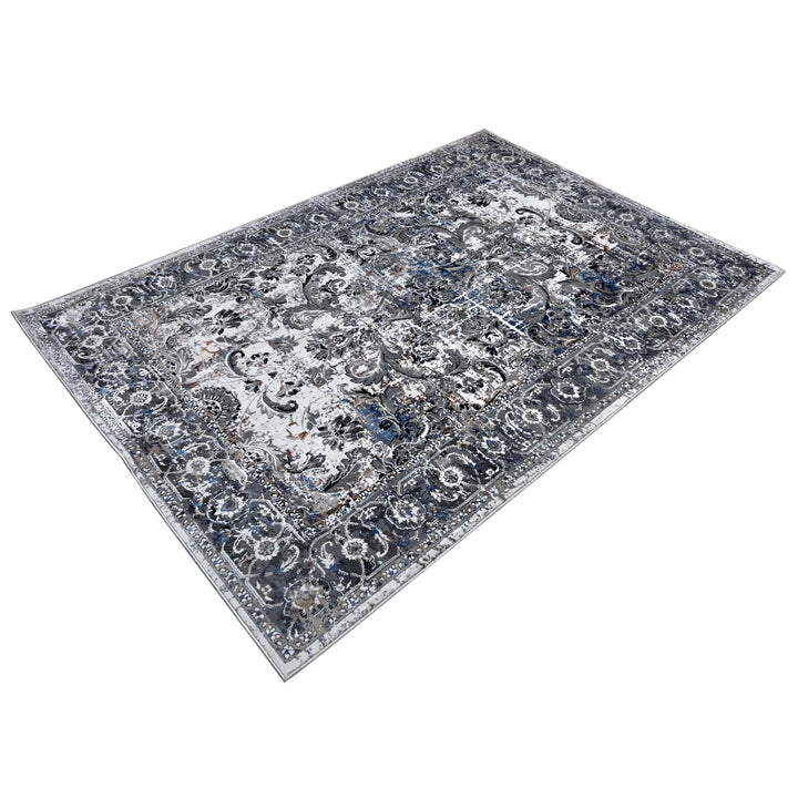 Blue Grey Turkish Rug 5X8 ft