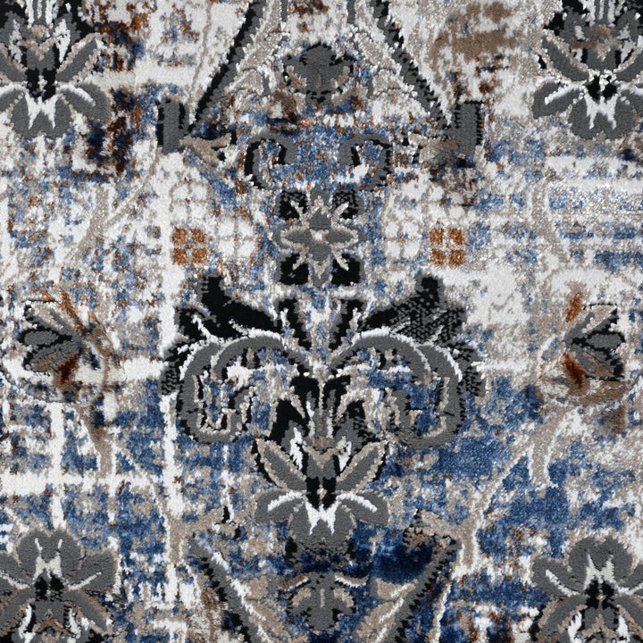 Blue Grey Turkish Rug 5X8 ft