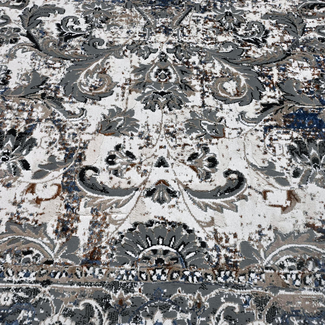 Blue Grey Turkish Rug 5X8 ft