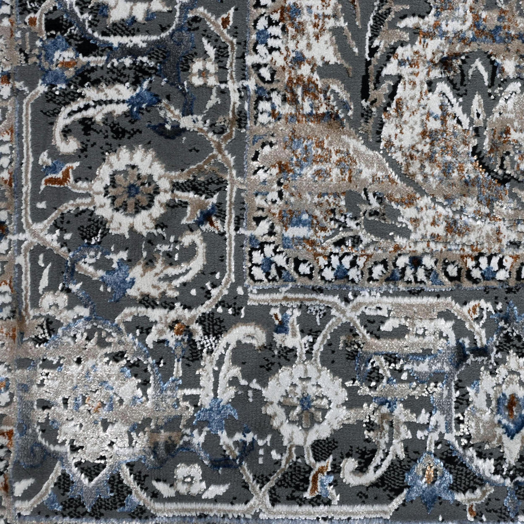 Blue Grey Turkish Rug 5X8 ft