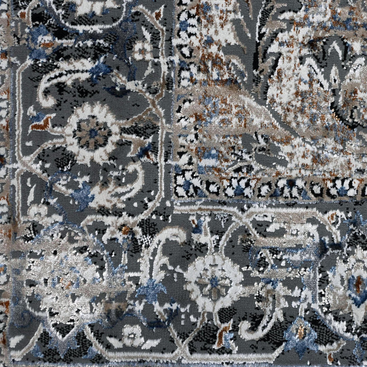 Blue Grey Turkish Rug 5X8 ft