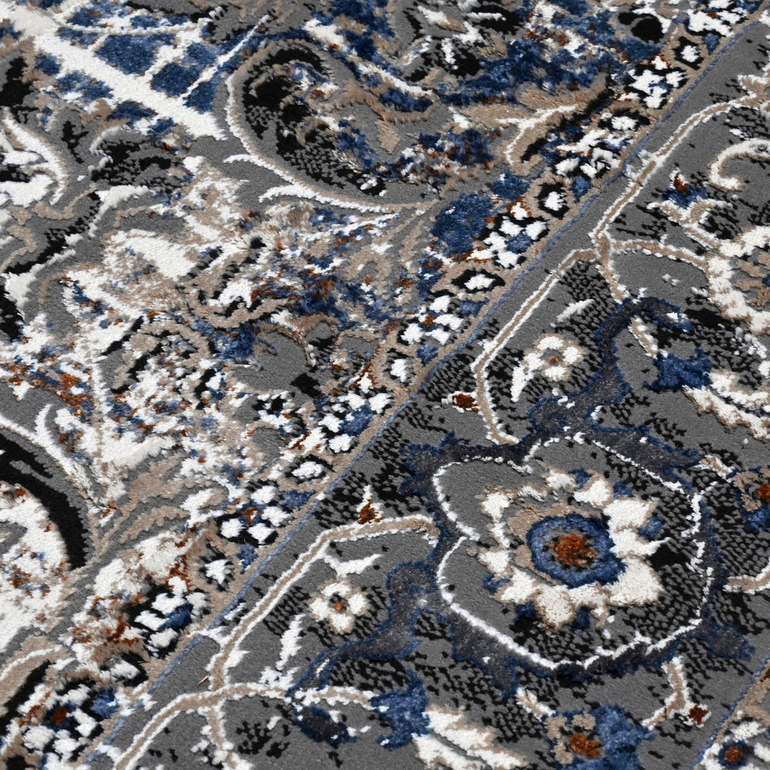 Blue Grey Turkish Rug 5X8 ft