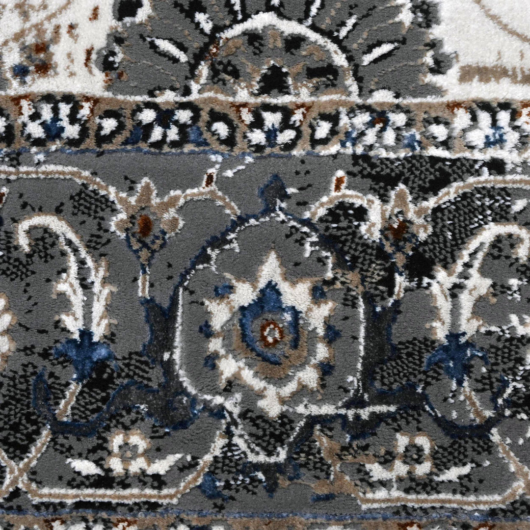 Blue Grey Turkish Rug 5X8 ft