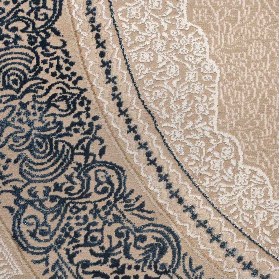 Beige Floral Turkish Oval Rug 5X8 Ft