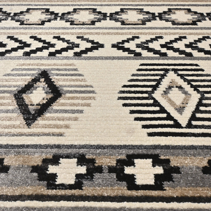 Black & Grey Geometric Turkish Rug 5X8 Ft