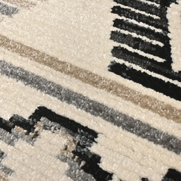 Black & Grey Geometric Turkish Rug 5X8 Ft