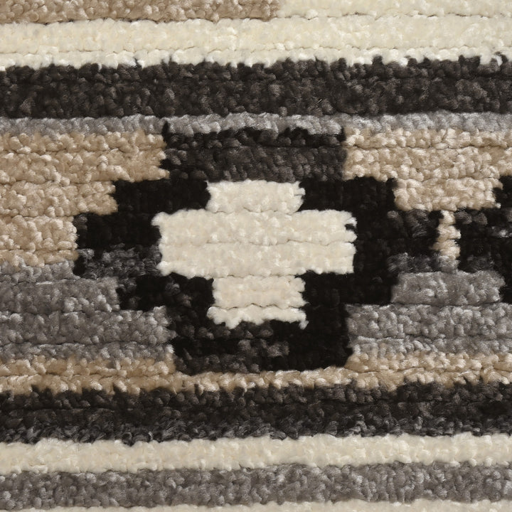 Black & Grey Geometric Turkish Rug 5X8 Ft