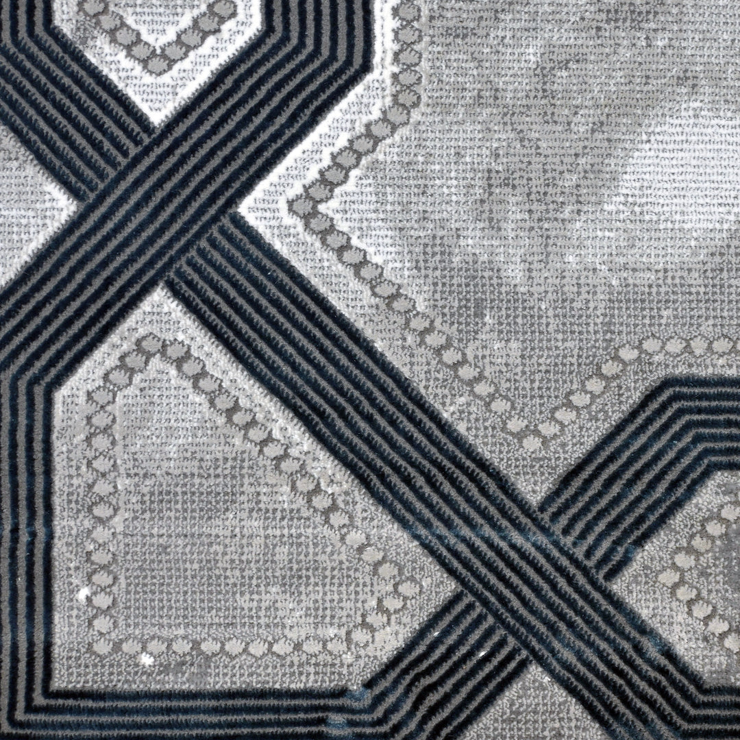 Black & Grey Plain Turkish Rug 5X8 Ft