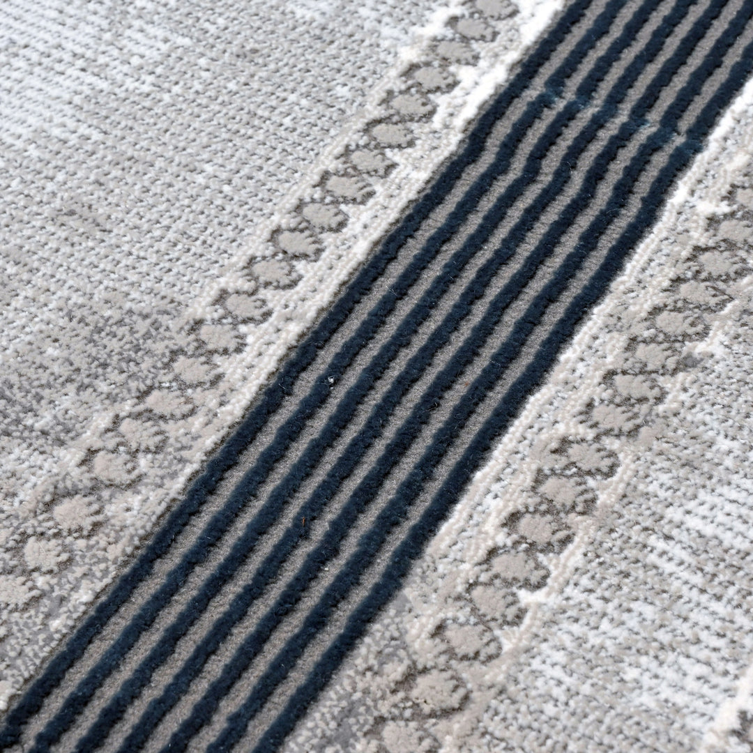 Black & Grey Plain Turkish Rug 5X8 Ft