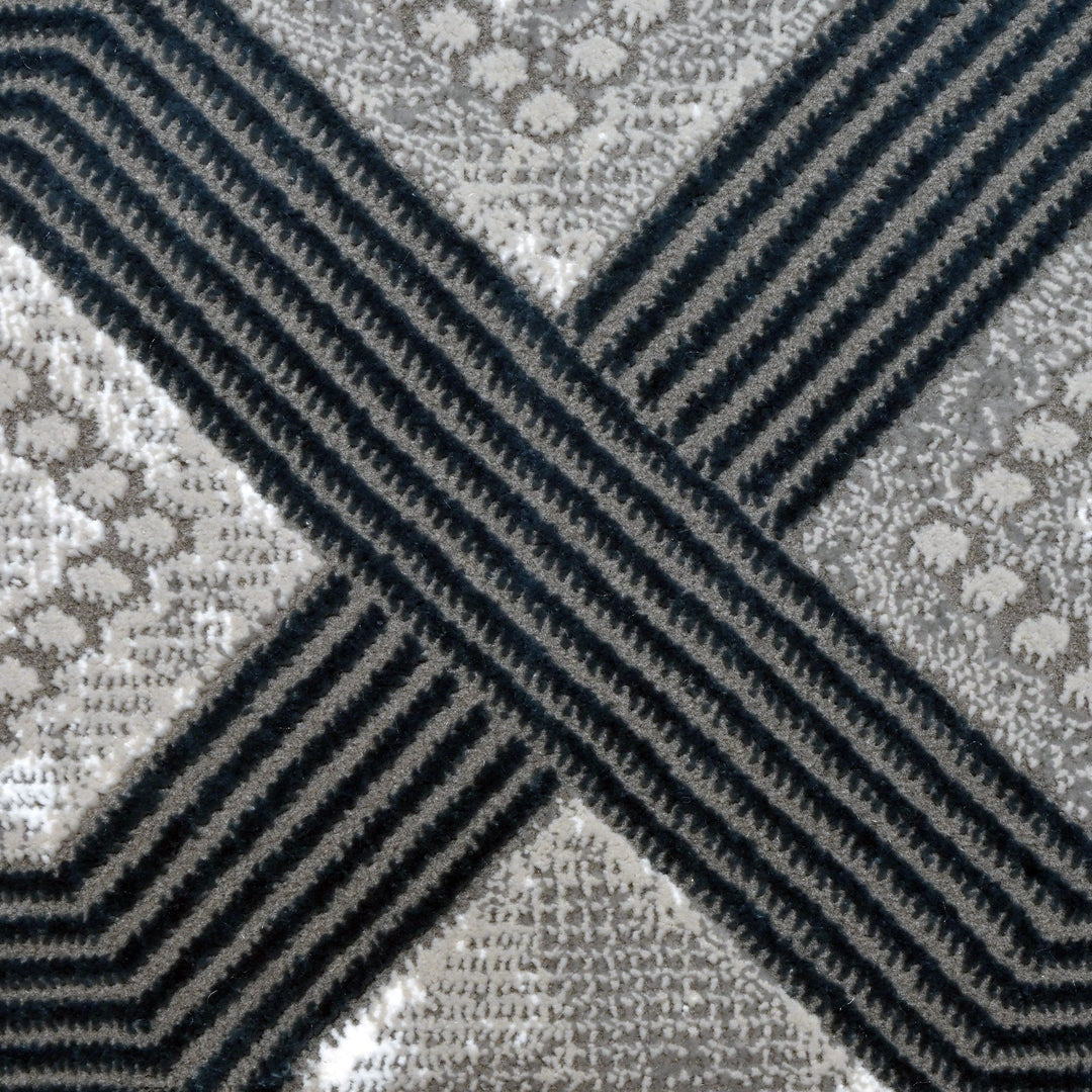 Black & Grey Plain Turkish Rug 5X8 Ft