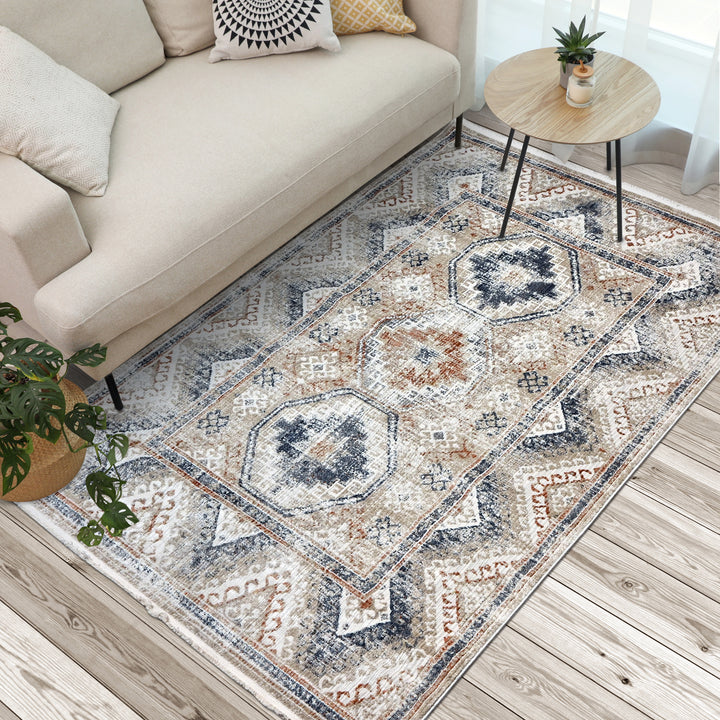 Vintage Geometric Turkish Rug 5X8 Ft