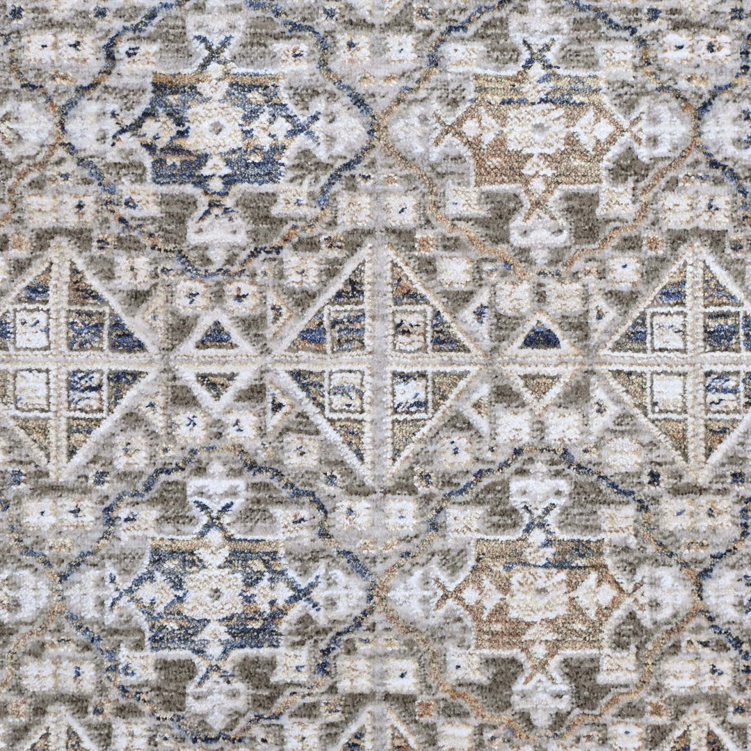 Silver & Grey Geometric Turkish Rug 5X8 FT