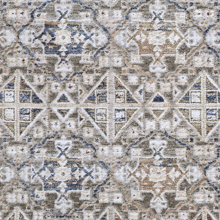 Silver & Grey Geometric Turkish Rug 5X8 FT