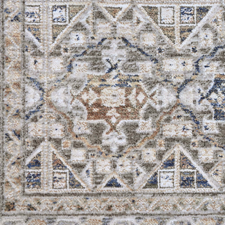 Silver & Grey Geometric Turkish Rug 5X8 FT