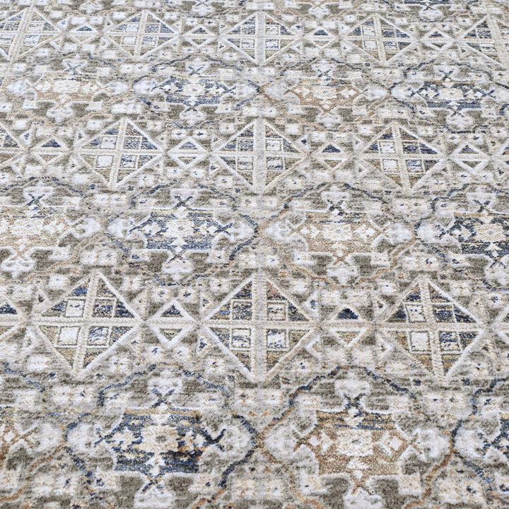 Silver & Grey Geometric Turkish Rug 5X8 FT