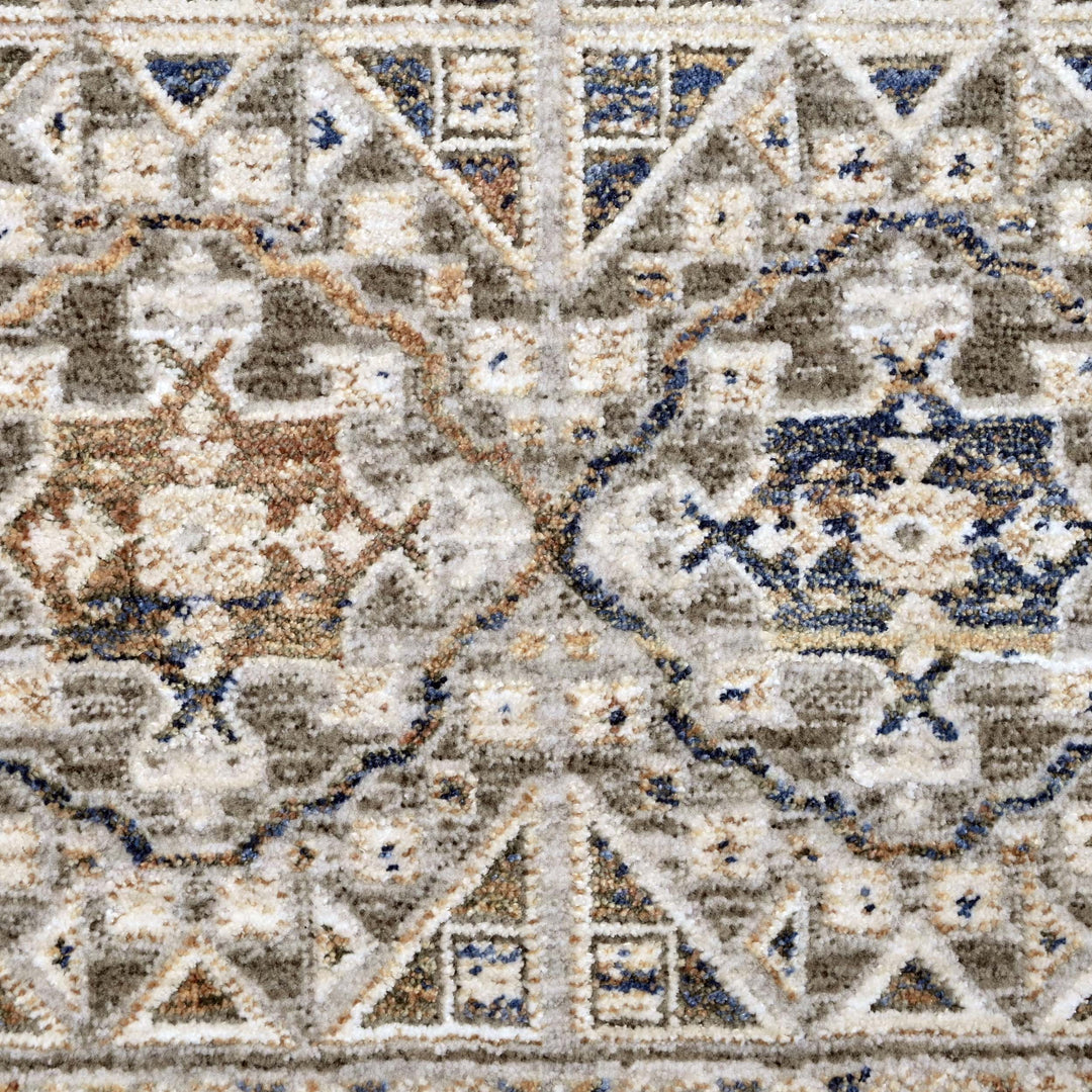 Silver & Grey Geometric Turkish Rug 5X8 FT