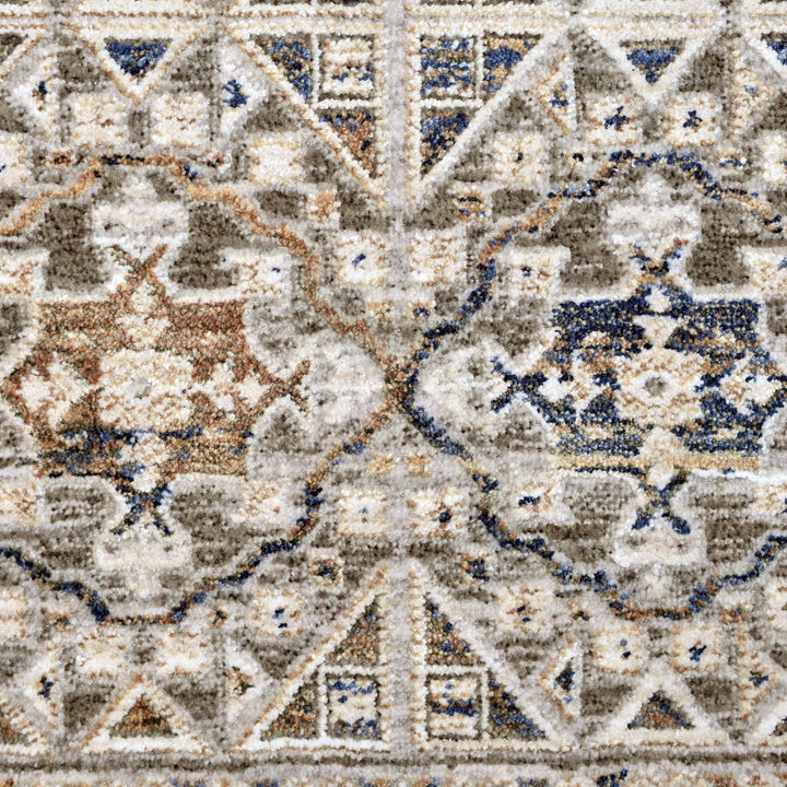 Silver & Grey Geometric Turkish Rug 5X8 FT