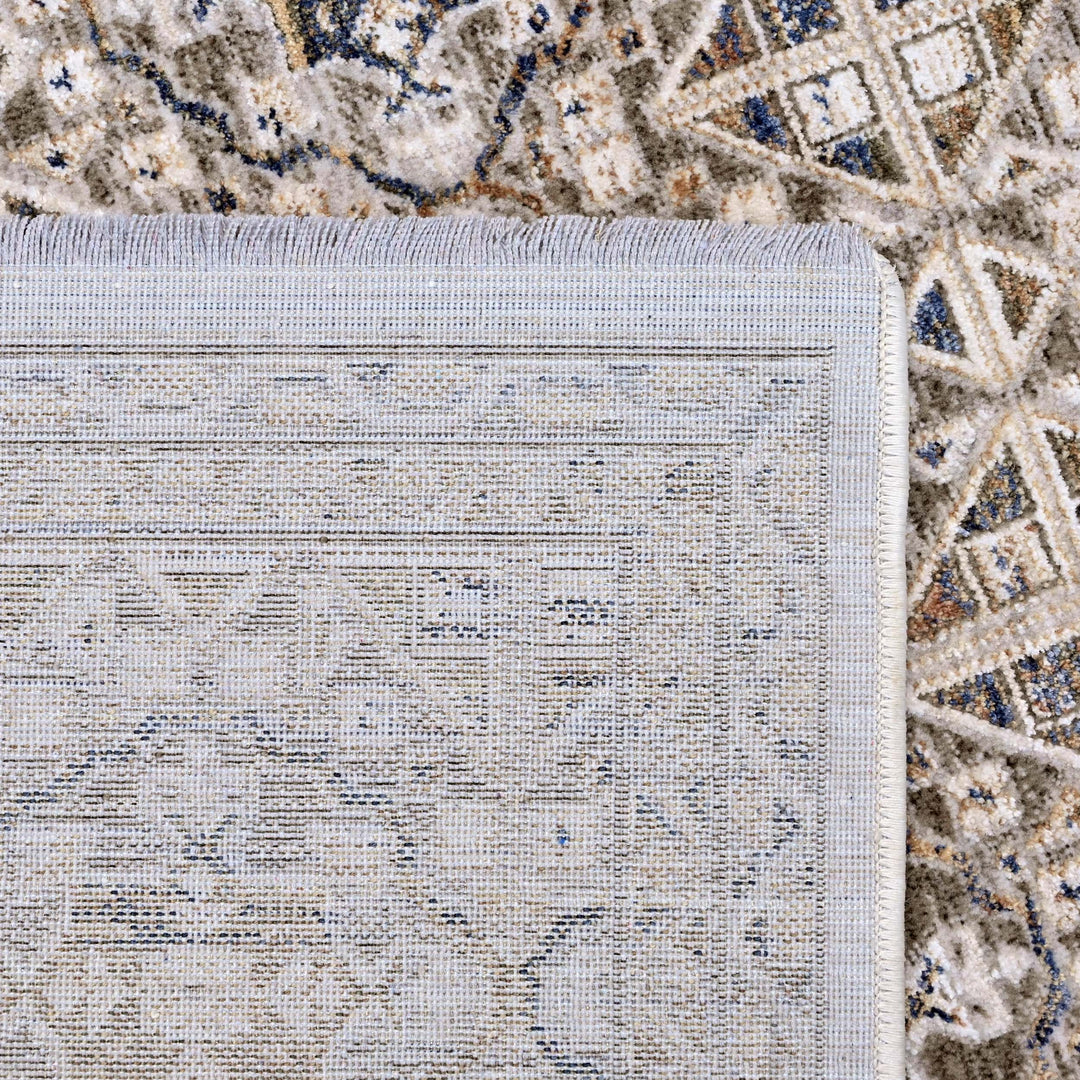 Silver & Grey Geometric Turkish Rug 5X8 FT