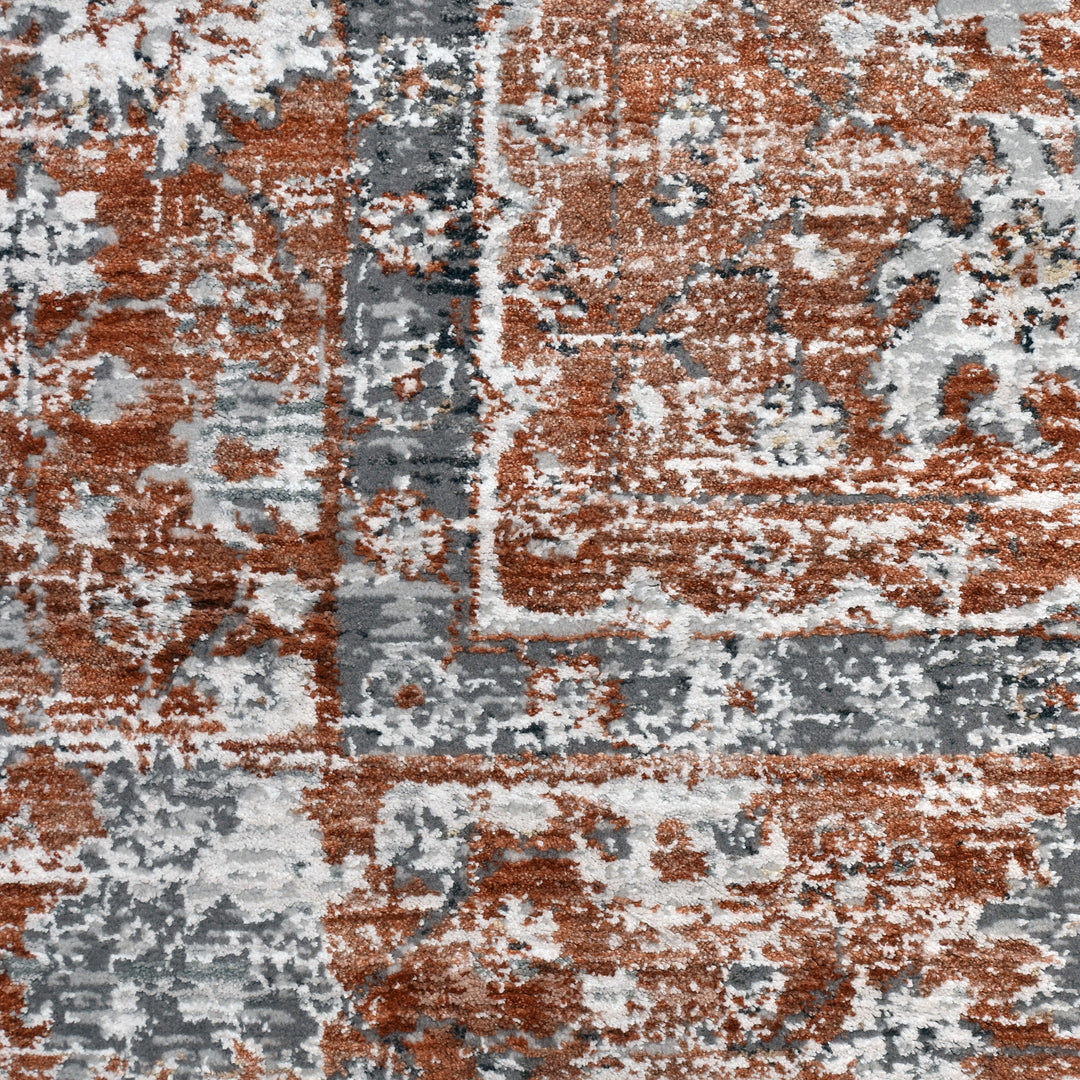 Rust Floral Turkish Rug 5X8 Ft