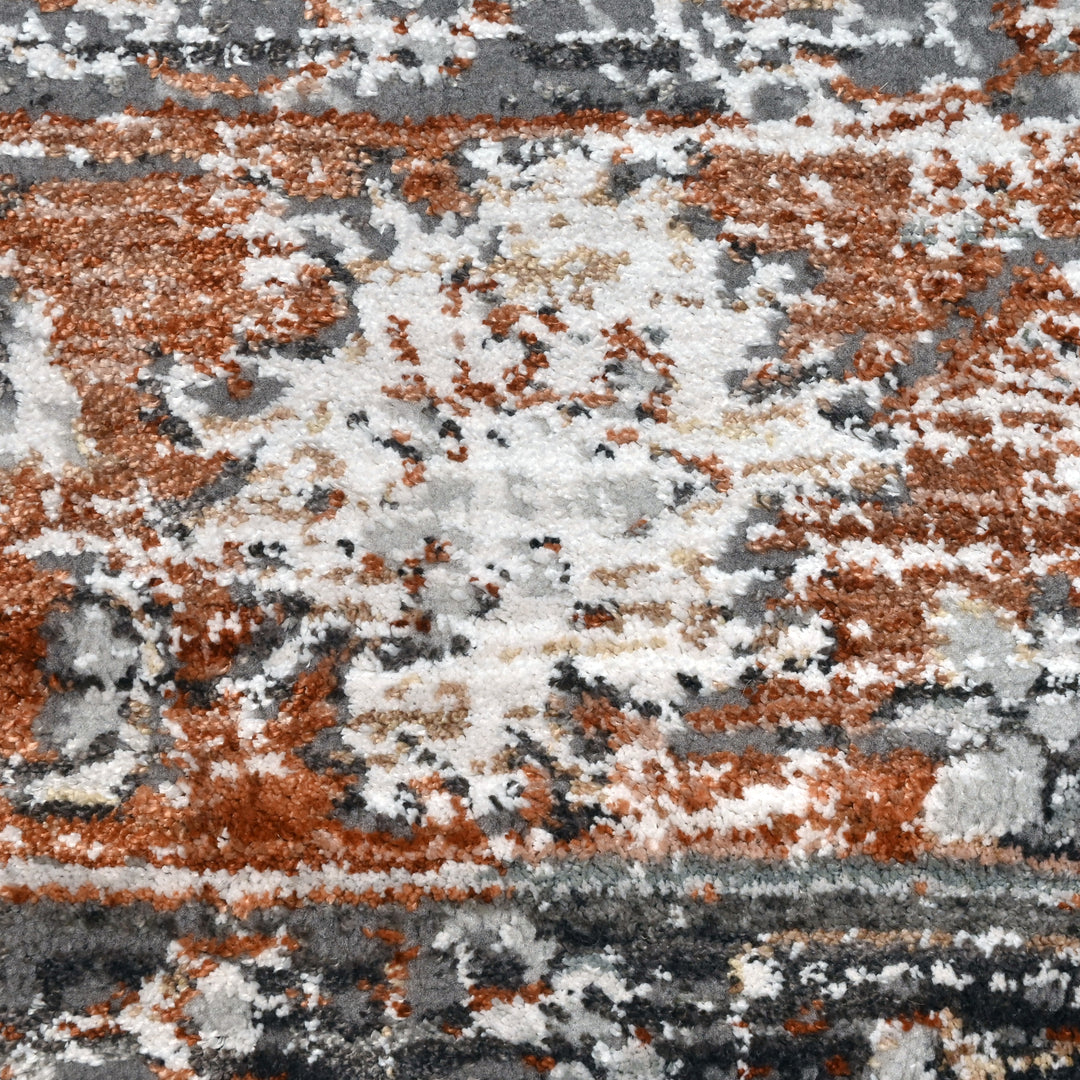 Rust Floral Turkish Rug 5X8 Ft