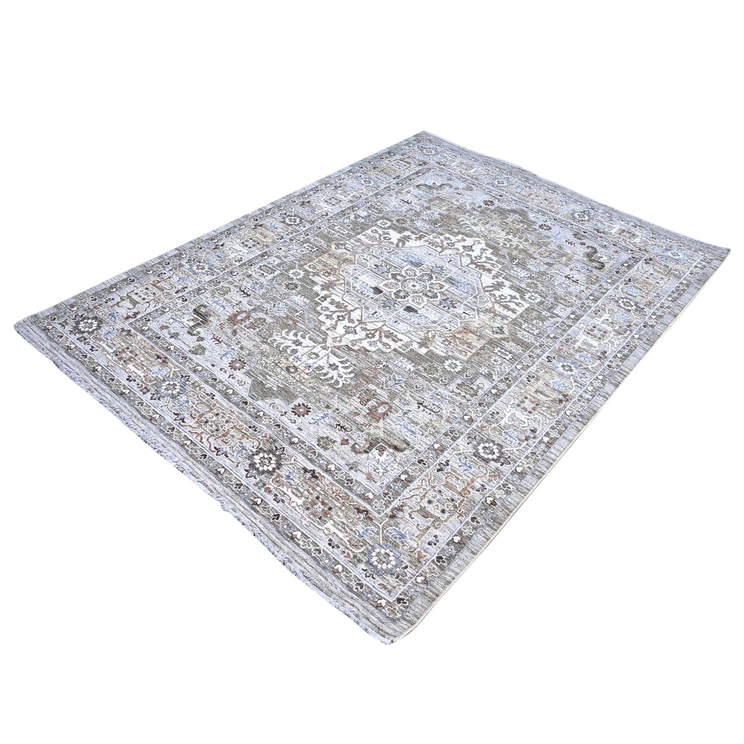 Sage Green Floral Turkish Rug 5X8 FT