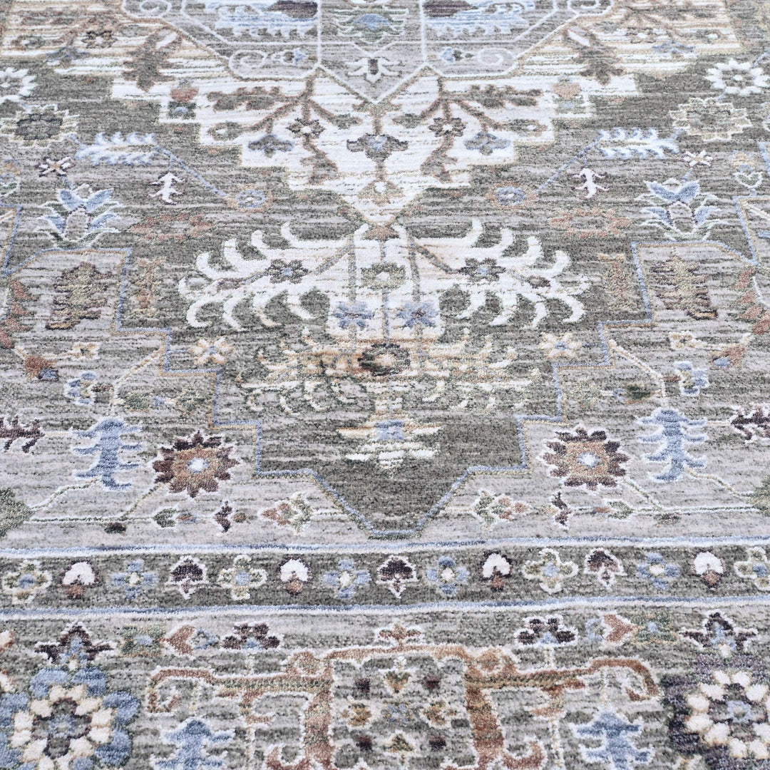 Sage Green Floral Turkish Rug 5X8 FT