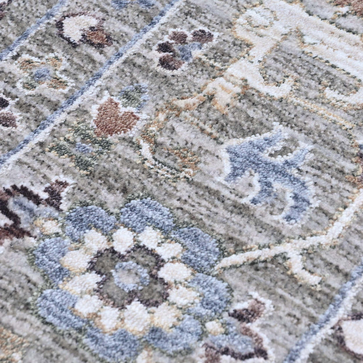 Sage Green Floral Turkish Rug 5X8 FT