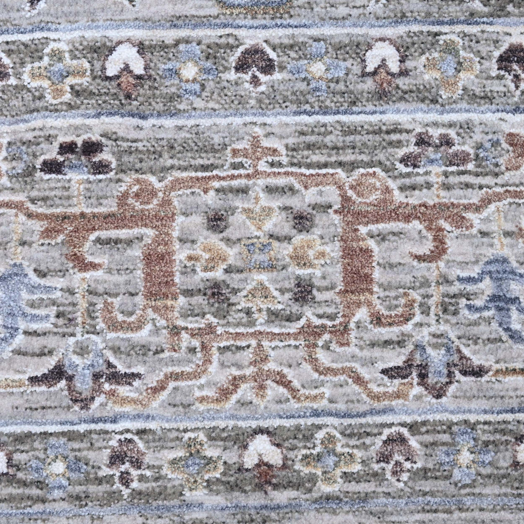 Sage Green Floral Turkish Rug 5X8 FT