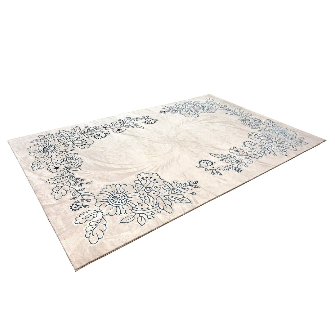 Off White Floral Turkish Rug 7x10 ft