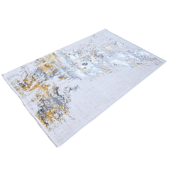 Gray Gold Abstract Turkish Rug 4x6 Ft