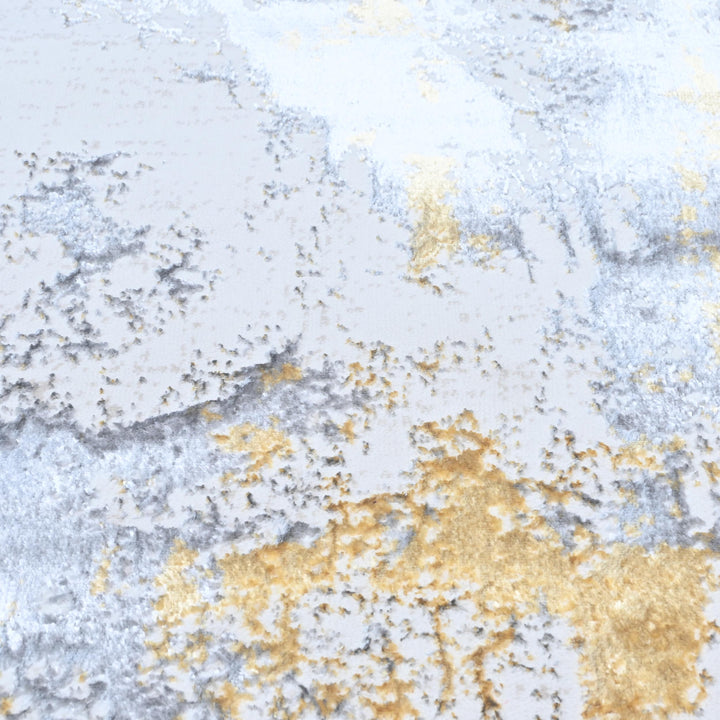Gray Gold Abstract Turkish Rug 4x6 Ft