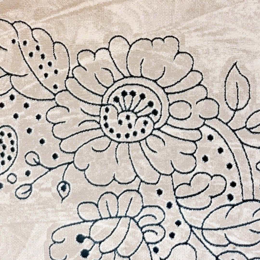 Off White Floral Turkish Rug 7x10 ft