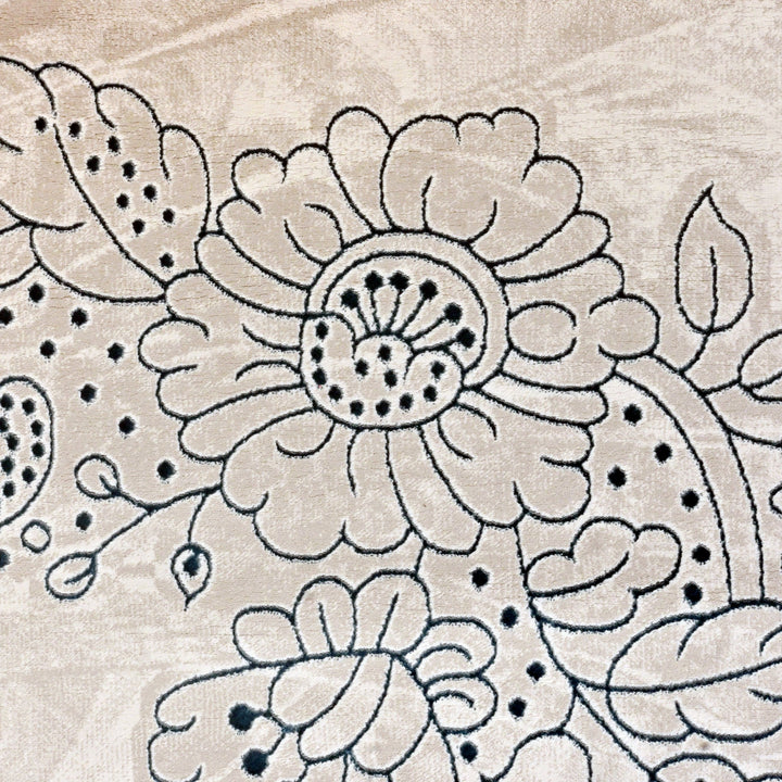 Off White Floral Turkish Rug 7x10 ft