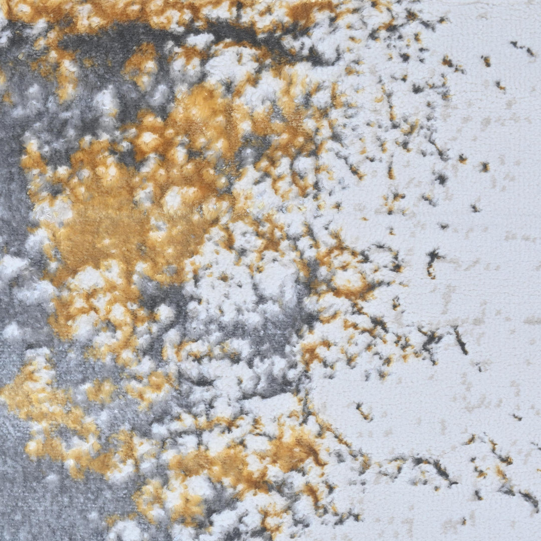 Gray Gold Abstract Turkish Rug 4x6 Ft