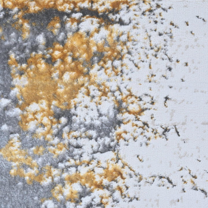 Gray Gold Abstract Turkish Rug 4x6 Ft
