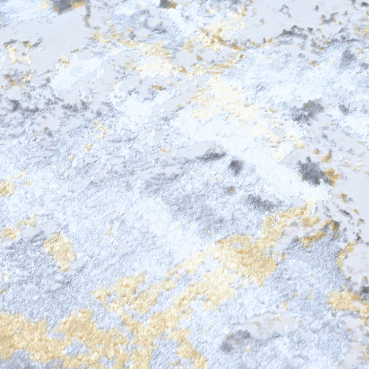 Gray Gold Abstract Turkish Rug 4x6 Ft