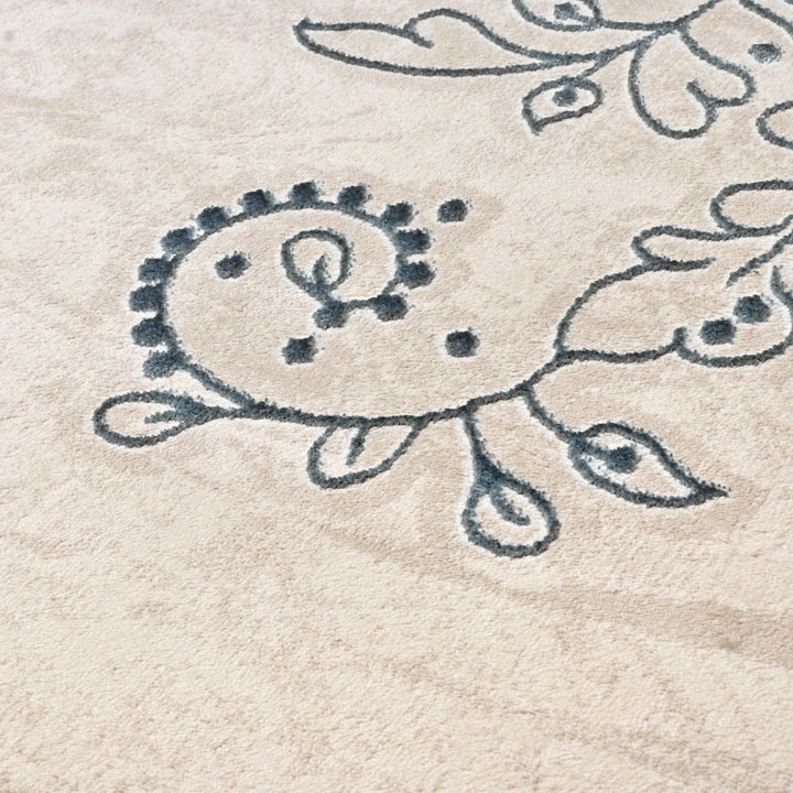 Off White Floral Turkish Rug 7x10 ft