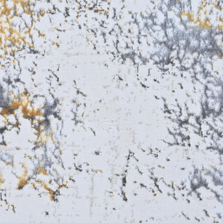 Gray Gold Abstract Turkish Rug 4x6 Ft