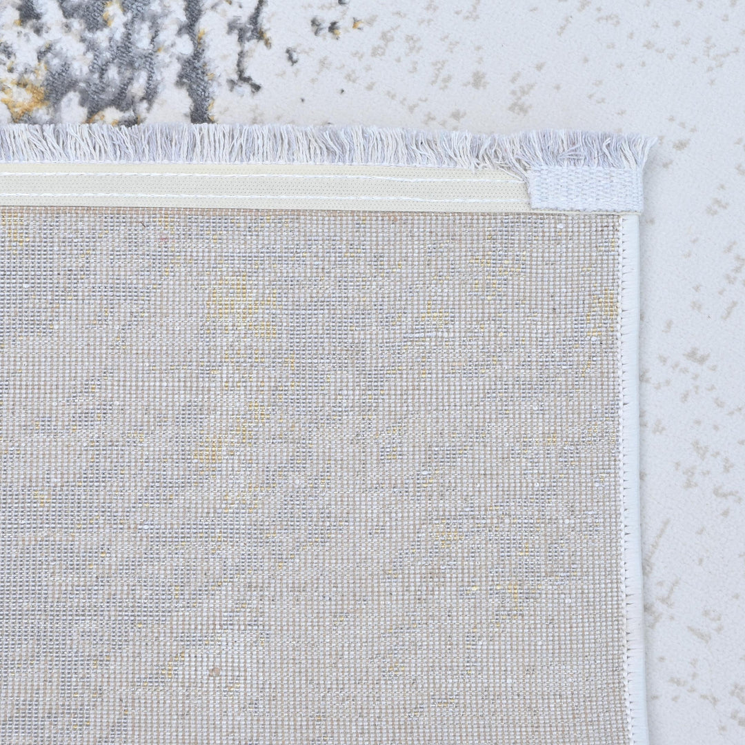 Gray Gold Abstract Turkish Rug 4x6 Ft