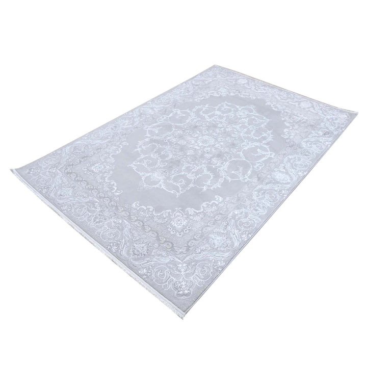 Medallion Ice Blue Turkish Rug 5X8 FT