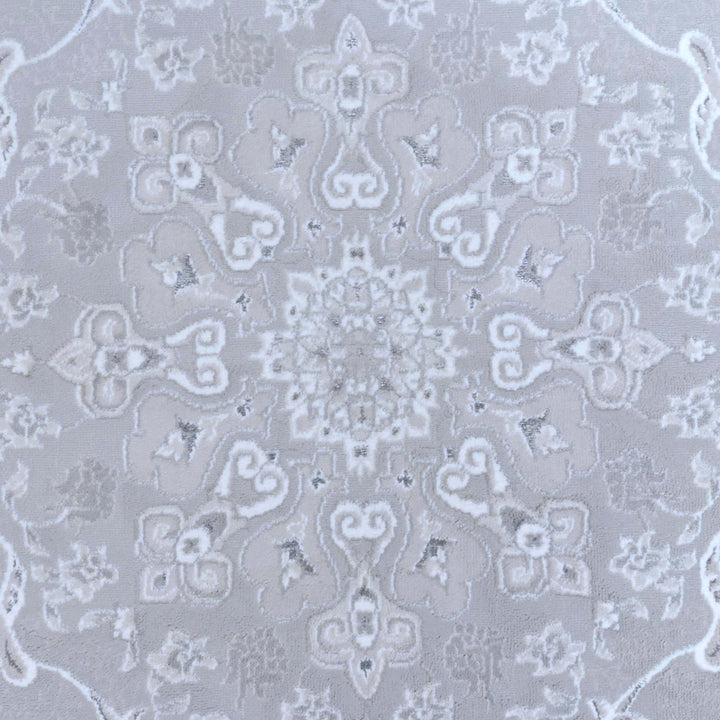 Medallion Ice Blue Turkish Rug 5X8 FT