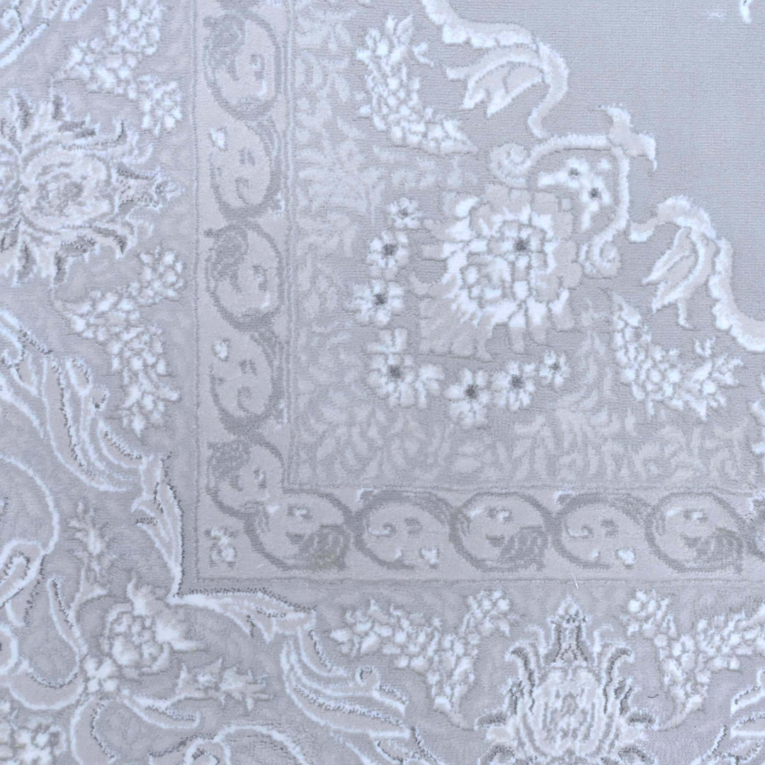 Medallion Ice Blue Turkish Rug 5X8 FT