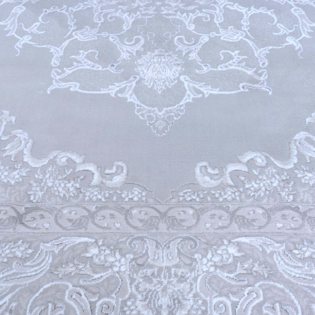 Medallion Ice Blue Turkish Rug 5X8 FT