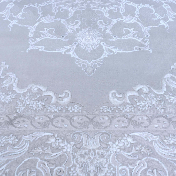 Medallion Ice Blue Turkish Rug 5X8 FT