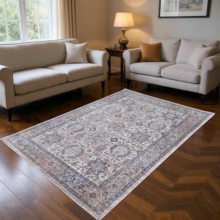 Gray Pink Vintage Turkish Rug 4x6 Ft