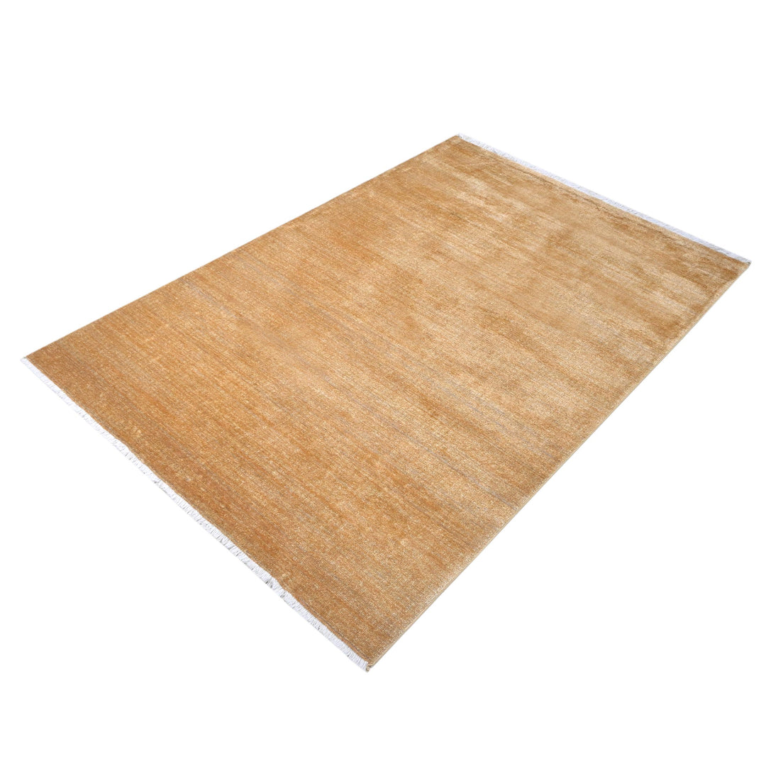 Golden Beige Solid Turkish Rug 4x6 Ft