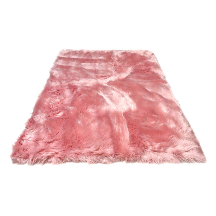 Pink Fur Area Rug 4x6 ft