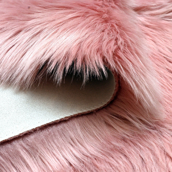 Pink Fur Area Rug 4x6 ft
